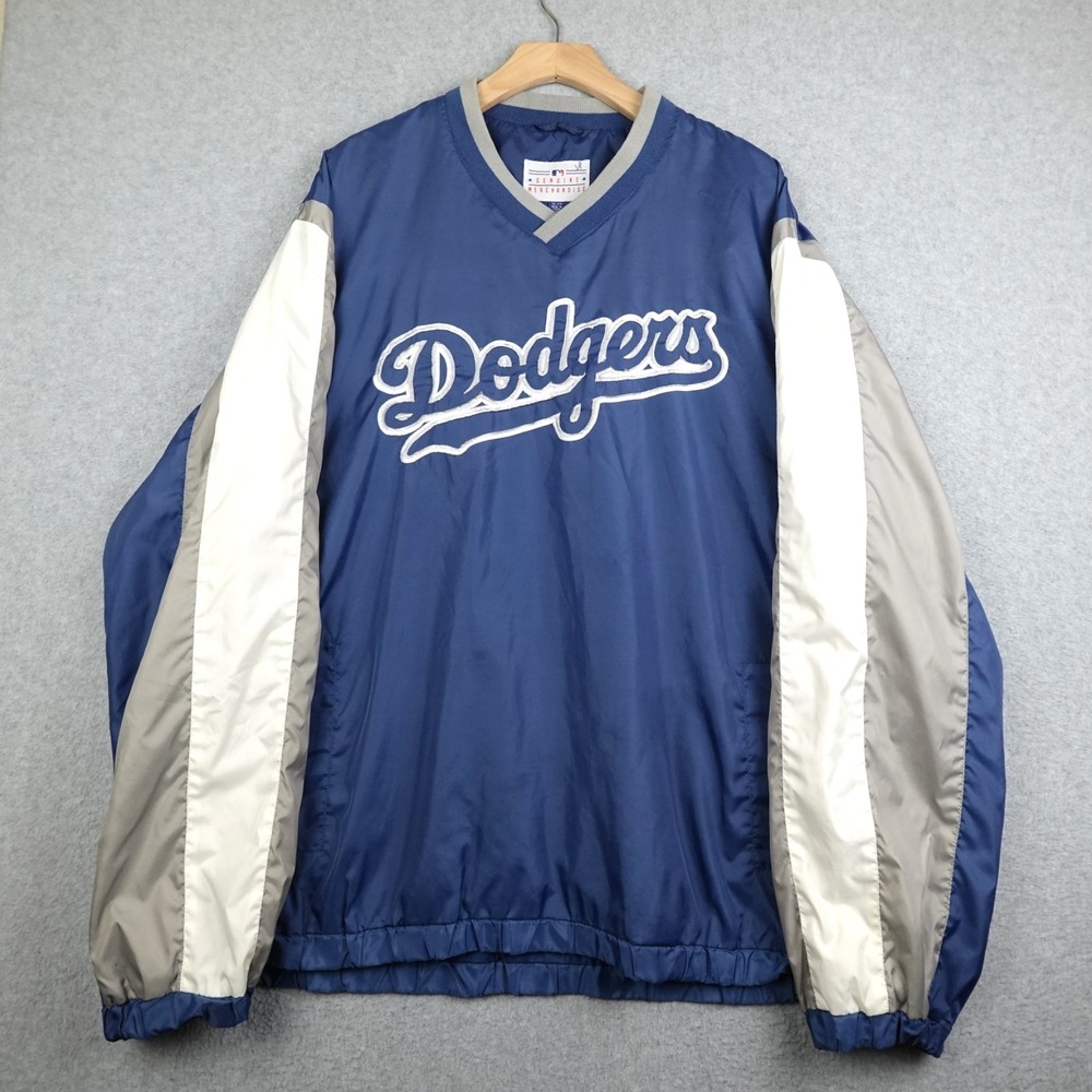 GIII LA Dodgers Windbreaker Pullover Jacket Mens XL Blue MLB Hole on Underarm